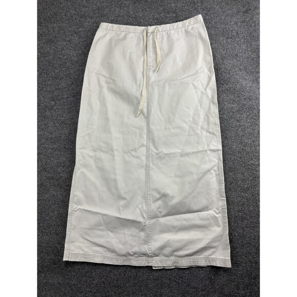 J.Crew Skirt Womens Medium Ivory Cotton Drawstring Waist Pockets Midi Back Slit - Picture 1 of 9